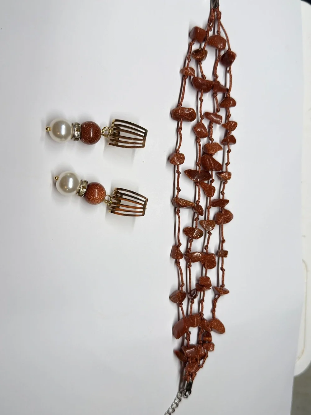 Shimmery Brown Goldstone Multi-Wrap Beaded Bracelet